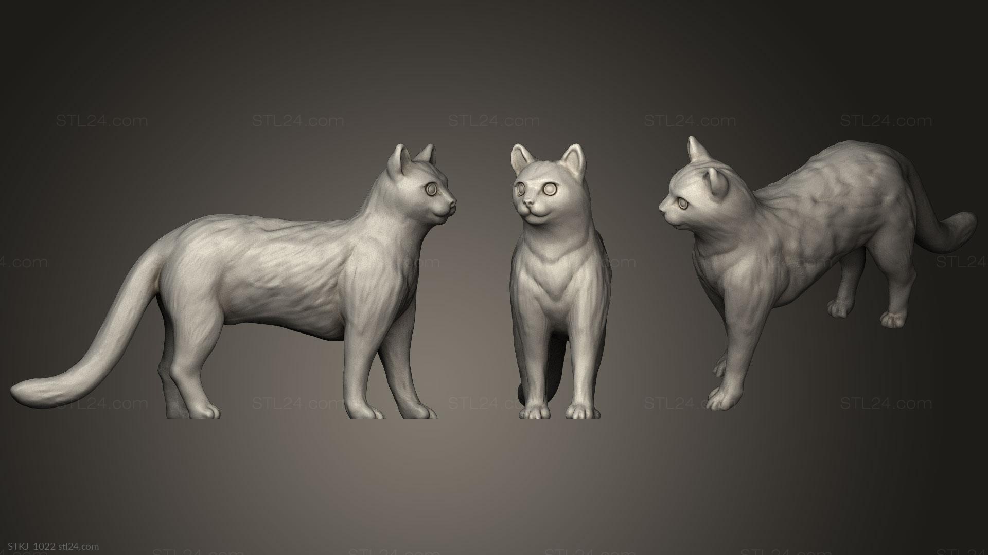 Animal figurines - Gold Cat, STKJ_1022. 3D stl model for CNC